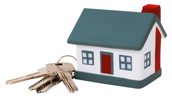 house and house keys isolated on white background.