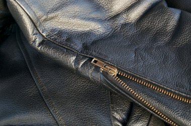 deri ceket ayrıntı ile fermuar