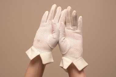 kadın Vintage kafes resmi beyaz eldiven modelleme