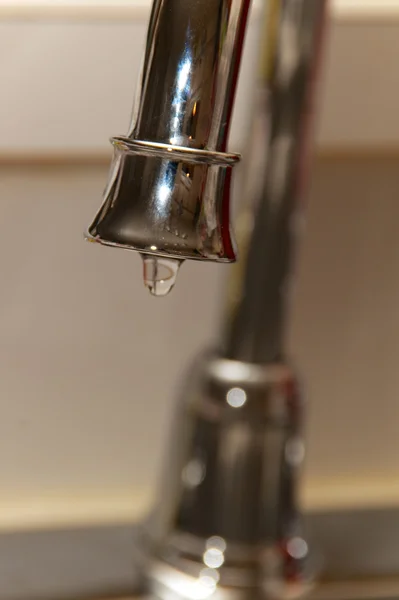 Kitchen faucet with drip — Stock Photo, Image