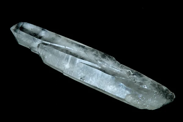 Quartz crystal wand over black — Stock Photo, Image