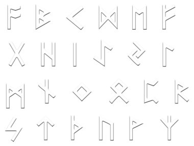 Beyaz kabarık runes illüstrasyon