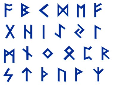 beyaz mavi runes illüstrasyon