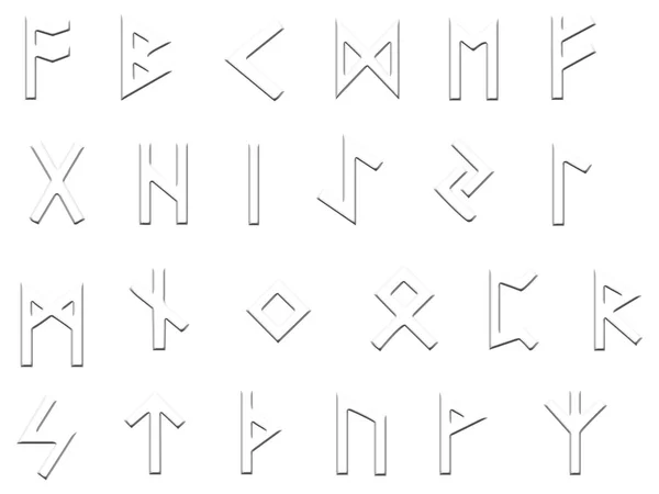 Embossed runes illustration on white — Stock Photo, Image