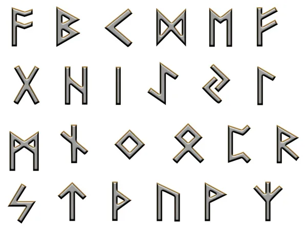 Metallic runes illustration on white — Stock Photo, Image