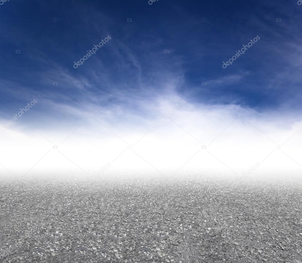 Gray asphalt road with cloud background