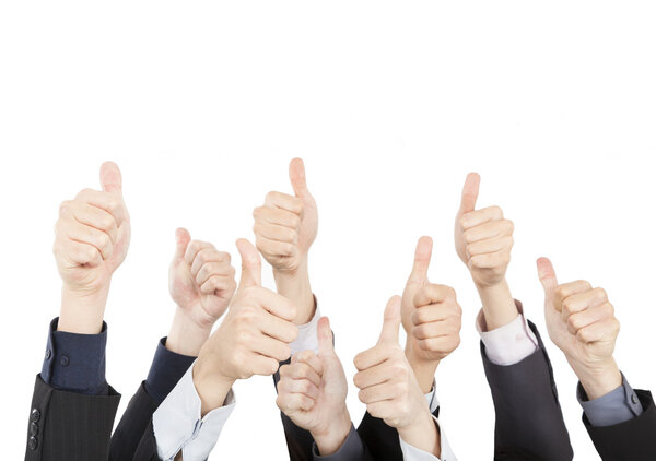 Business with Thumbs Up isolated on White Background