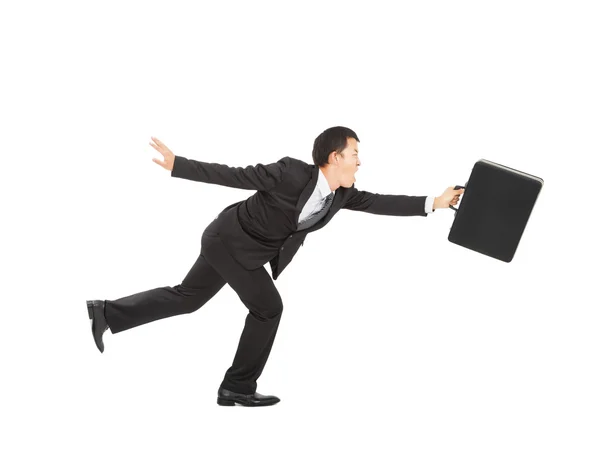 Businessman running on white background — Stock Photo, Image