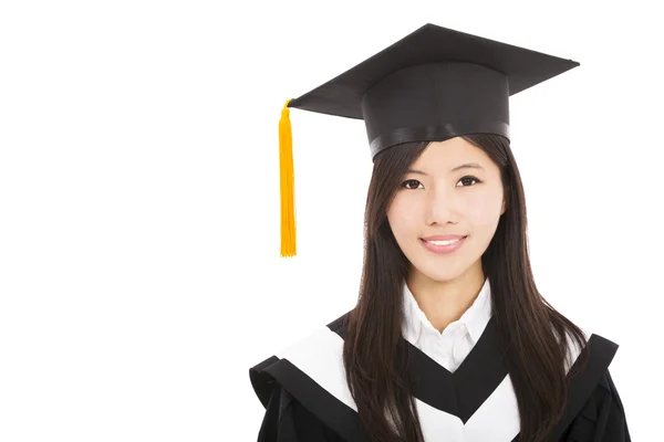 Bela sorrindo graduado asiático mulher — Fotografia de Stock