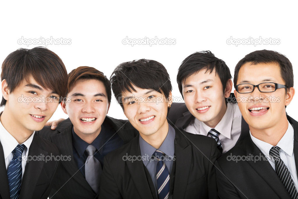 successful asian business team isolated on white