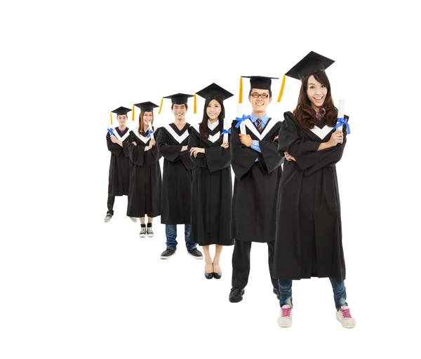 Feliz asiático jovens estudantes de pós-graduação grupo — Fotografia de Stock