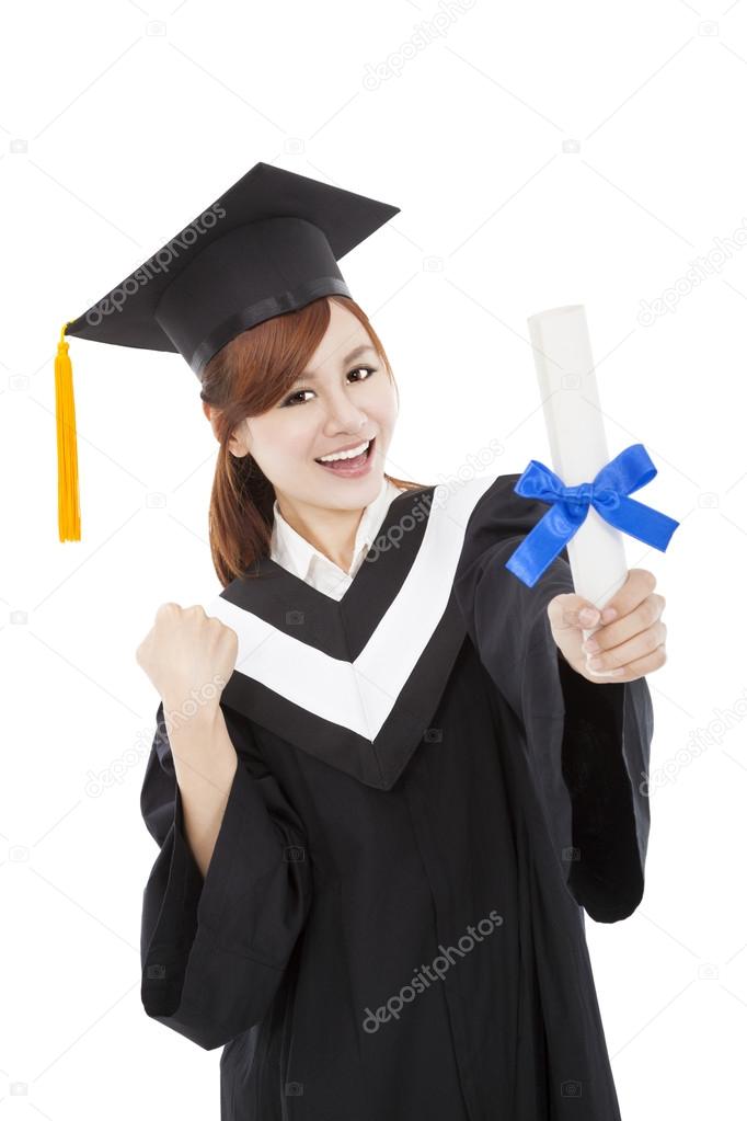 beautiful smiling Graduate woman with Degree