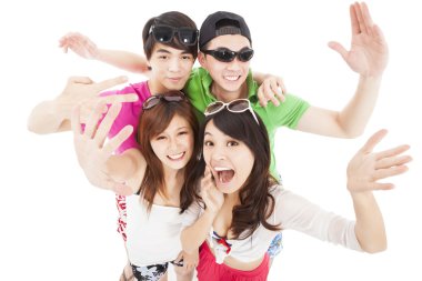 happy asian young group enjoy summer party