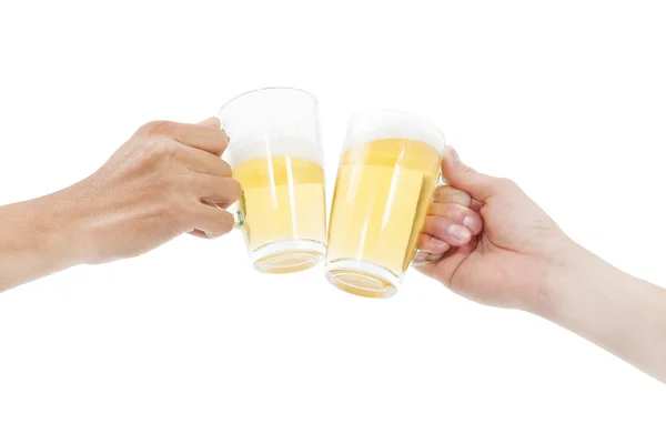 Hands holding beers making a toast — Stock Photo, Image