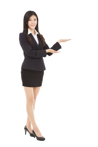 Smiling business woman presenting — Stock Photo, Image