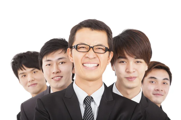 Homem de negócios feliz com equipe de negócios — Fotografia de Stock