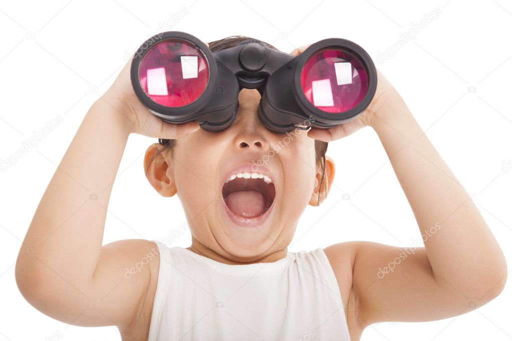 Happy kid with binoculars