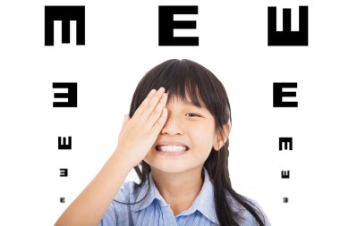 happy child with eyesight concept clipart