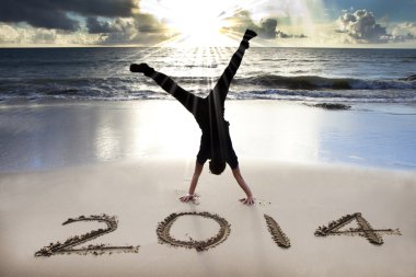 mutlu yeni yıl 2014 plaj ile gündoğumu