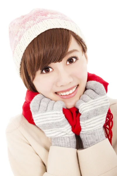 Sourire asiatique fille avec hiver usure — Photo