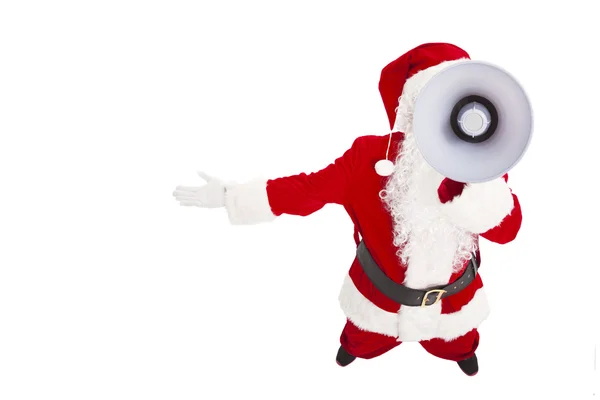 Noel Baba megafon ile konuşmak — Stok fotoğraf
