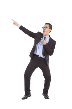 komik bir jest dans mutlu işadamı