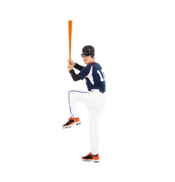 Baseball player with bat and ready to hit — Stock Photo, Image