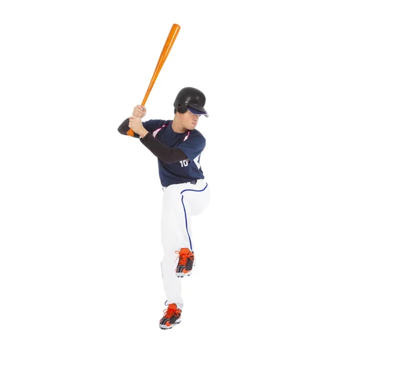 Baseball player ready to hit with bat on the side. — Stock Photo, Image