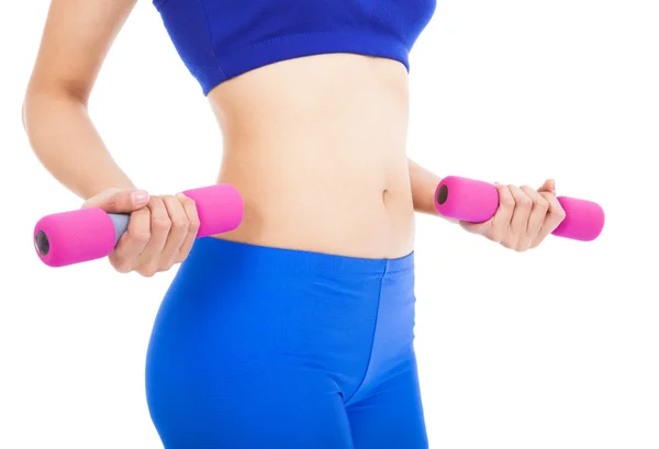 Vrouw lichaamsdeel met fitness dumbell — Stockfoto