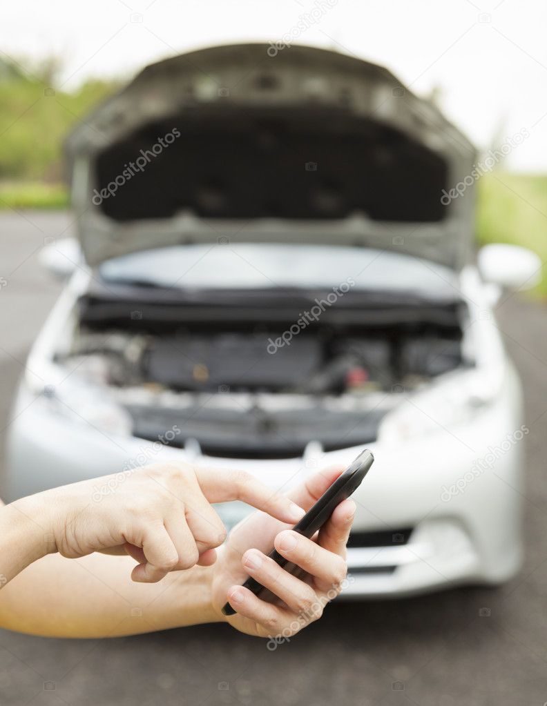 using cell phone to dial service number , a broken car