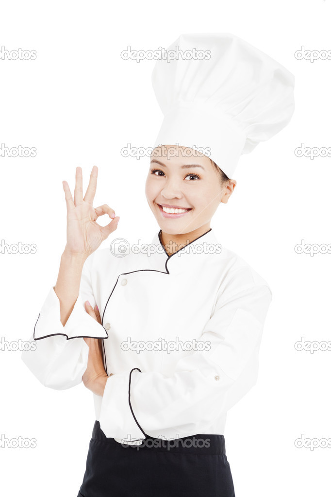 Chef baker or cook showing ok hand sign for perfection