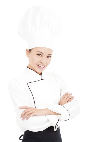 Joven belleza mujer chef de pie en estudio — Foto de Stock