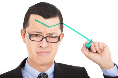 işadamı Yeşil ok çekmek ve üzüntü hissetmek
