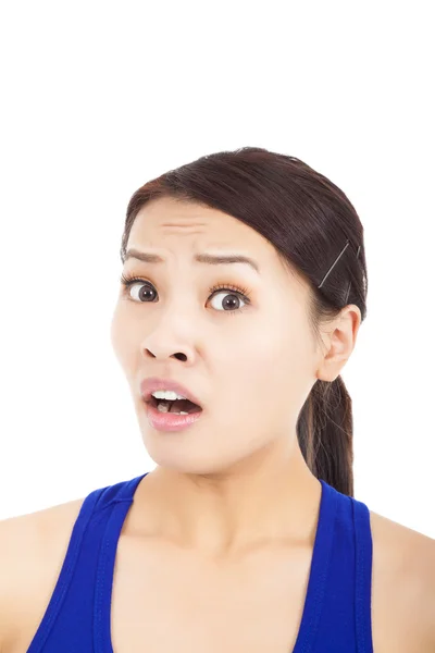 Mulher asiática bonita expressão facial engraçada — Fotografia de Stock