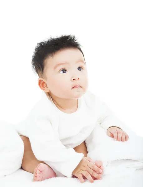 Bébé nouveau-né mignon assis et regardant Images De Stock Libres De Droits