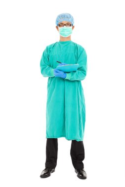cerrahın ve maske ve üniforma denetleyicisi portresi