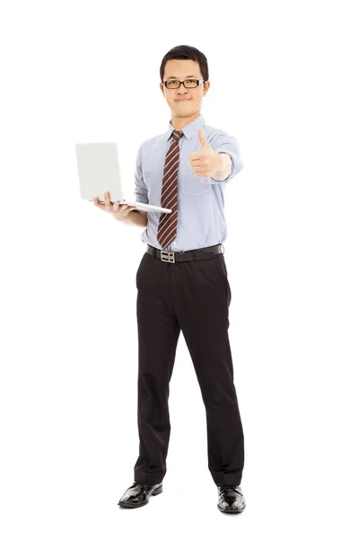 Computer engineer is standing and thumb up — Stock Photo, Image