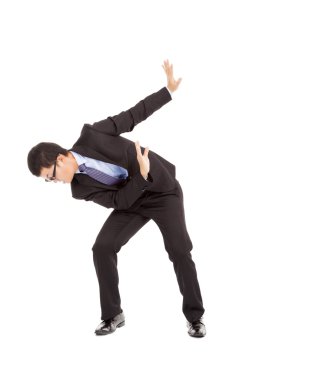 dehşete işadamı bir şey durdurmak için elini kaldırdı