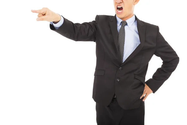 Angry businessman pointing to  something with yelling — Stock Photo, Image