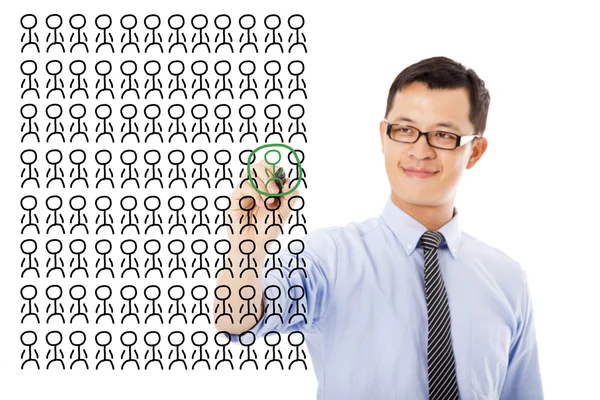 Businessman choose a talent or right person — Stock Photo, Image