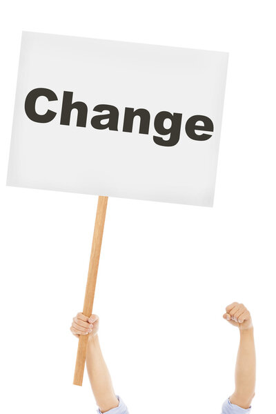 business man hold a board to protest 