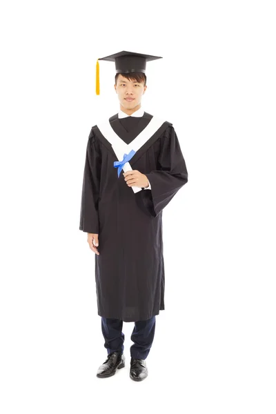 Comprimento total de feliz asiático estudante de graduação — Fotografia de Stock