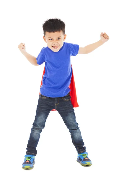 Superhéroe enojado niño héroe listo lucha pose — Foto de Stock