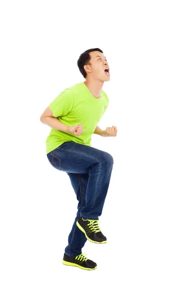 Young man is excited to scream — Stock Photo, Image