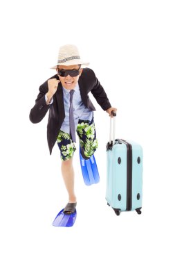 çalıştırmak için Bagaj tutan işadamı