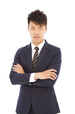  Genç Asyalı işadamı üzerinde beyaz izole