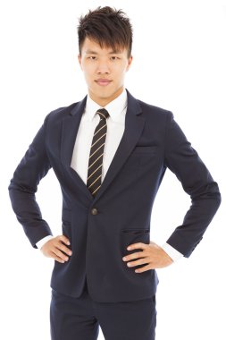  Genç Asyalı işadamı üzerinde beyaz izole