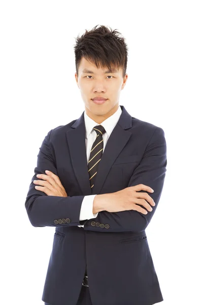 Молодий азіатський бізнесмен ізольований на білому — стокове фото
