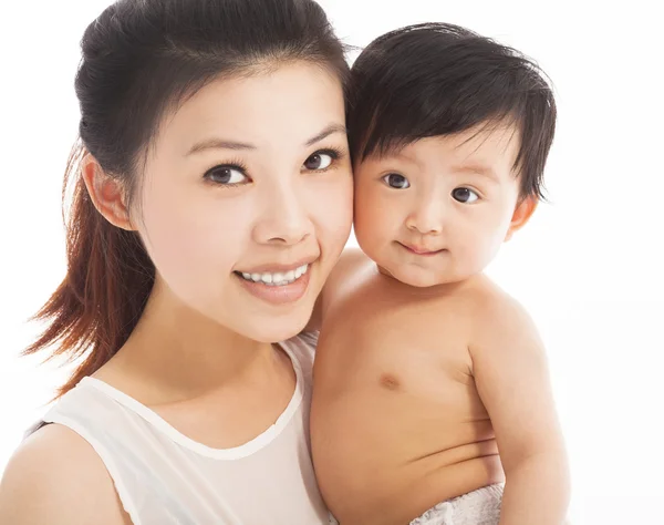 Happy  mother holding smiling child baby — Stock Photo, Image