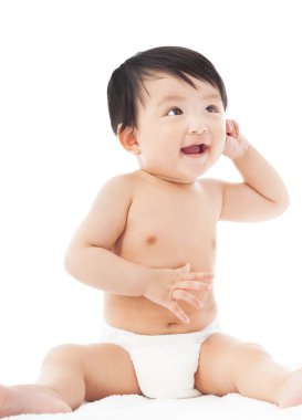 gülen bebek çocuk bebek bakıcılığı ve yukarı bak